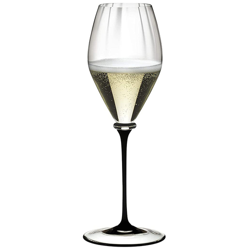 Fatto A Mano Performance Champagne Glass, Black Stem, Single - 4884/28D