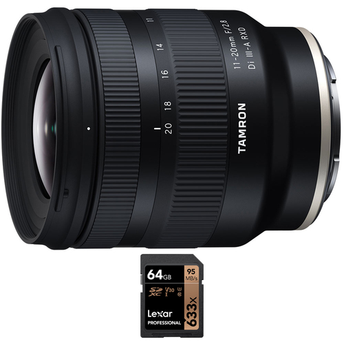 Tamron 11-20mm F/2.8 Di III-A RXD Lens for Sony E-Mount Cameras with 64GB Card
