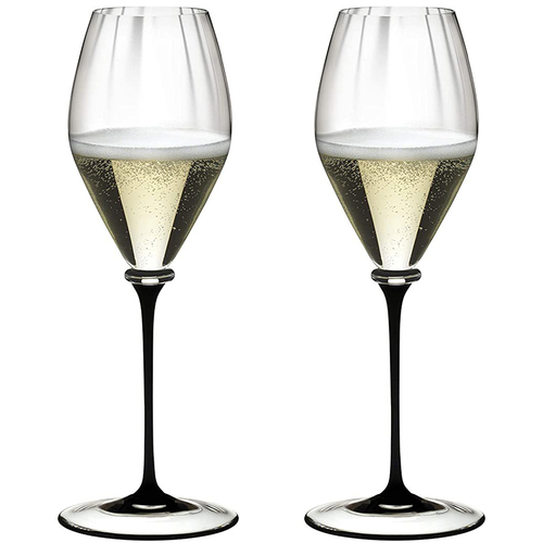Riedel 4884/28D Fatto A Mano Performance Champagne Glass, Black Stem (Set of Two)