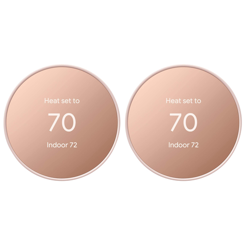 Google Nest Programmable Smart Wi-Fi Thermostat for Home, Sand (2-Pack)