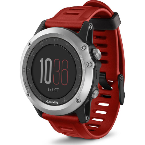 Garmin fenix 3 Multisport Training GPS Watch - Silver with Red Band