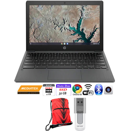 Hewlett Packard Chromebook 11.6` MediaTek MT8183 4GB/32GB SSD Laptop + 64GB Flash Drive + Bag
