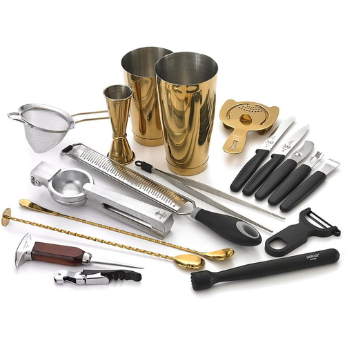 Deluxe 19-Piece Cocktail Mixology Set - Gold Plated (M37102GD)