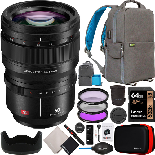 Panasonic LUMIX S Pro 50mm F1.4 Lens for L-Mount Mirrorless Full Frame Camera S-X50 Bundle