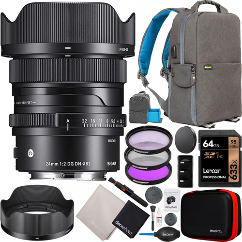Sigma 24mm F2 DG DN Contemporary Lens for Sony E-Mount Full Frame Mirrorless Bundle