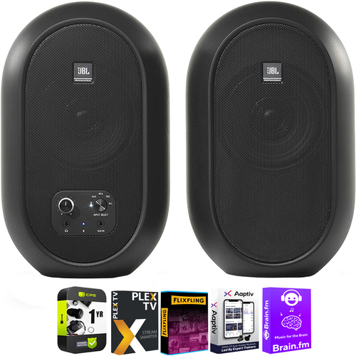 JBL Compact Desktop Reference Monitors with B.tooth Pair Black + Warranty Bundle