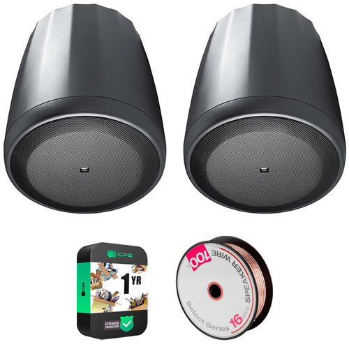 JBL 5.25` Extended Full-Range Pendant Speakers (Pair), Black w/ Warranty Bundle