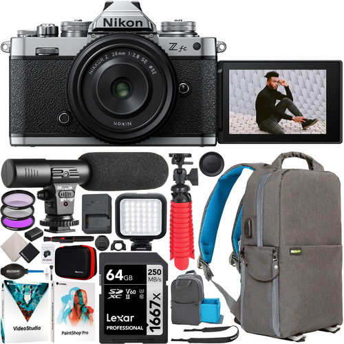 Nikon Z fc DX-Format Mirrorless Camera Body (Black) + 28mm F2.8 SE Lens Kit Bundle