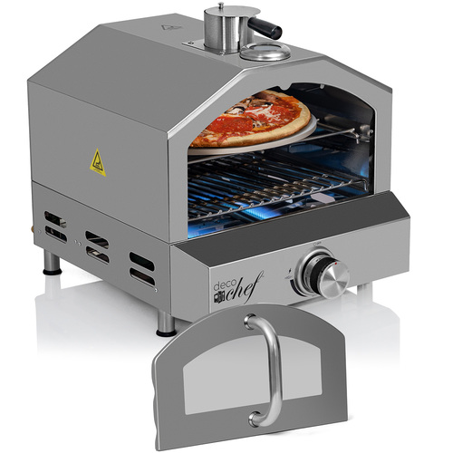 2-in-1 Propane Gas Pizza Oven & Grill, Portable, with Pizza Stone, Peel, Rack