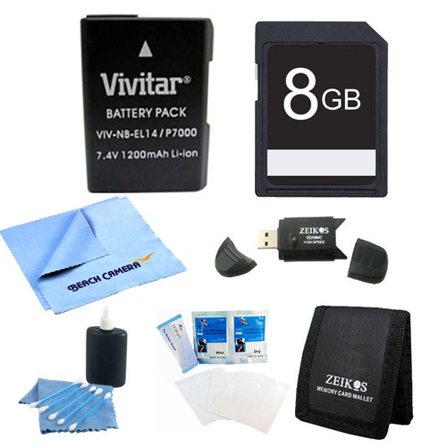 Special 8GB Card and EN-EL14 Battery Value Kit for the Nikon p7000, p7100, d3200, d5200