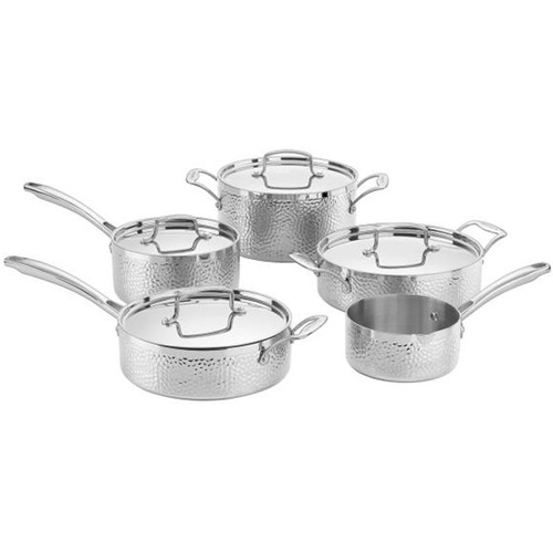Hammered Collection 9-Piece Cookware Set - Stainless Steel (HTP-9)