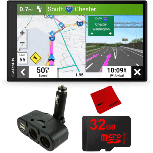 Garmin DriveSmart 66 6` Car GPS Navigator (010-02469-00) Bundle with USB Car Charger