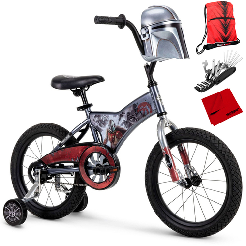Huffy Star Wars Mandalorian Boys' Bike w/ Training Wheels 16` + Bike Tool Bundle