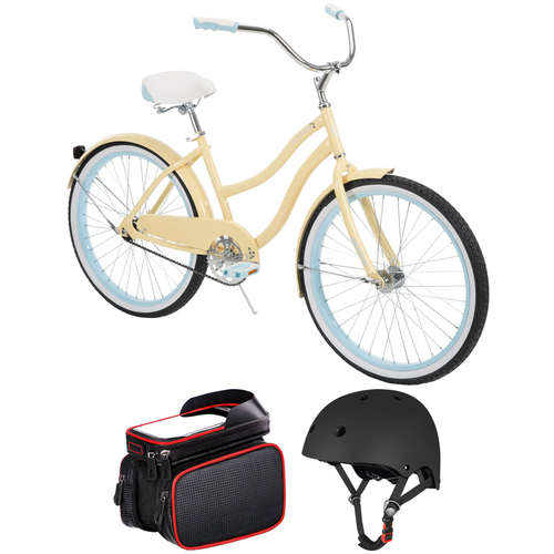 Huffy 24630 Good Vibrations Women's Cruiser Bike w/ Helmet + Cellphone Mount