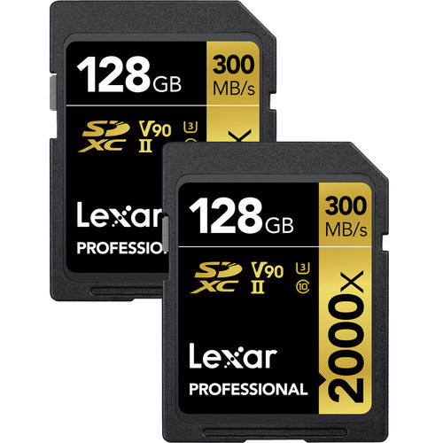 128GB Professional 2000x UHS-II SDXC Memory Card (2-Pack)