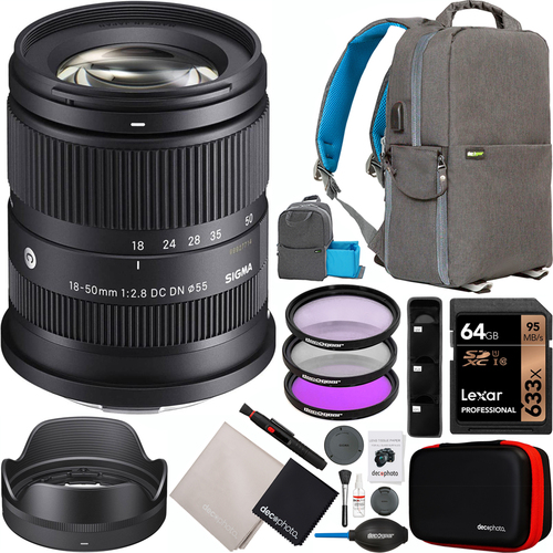 Sigma 18-50mm F2.8 DC DN Contemporary APS-C Format Zoom Lens for Sony E-Mount Bundle
