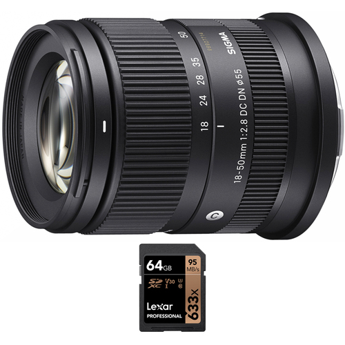 Sigma 18-50mm f/2.8 DC DN Contemporary Lens for Leica L-Mount APS-C + 64GB Card
