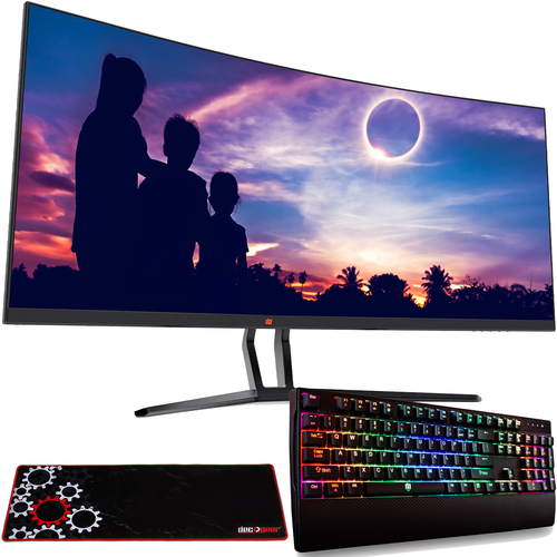 Deco Gear 35` Curved Ultrawide LED Gaming Monitor - Bonus Deco Gear Keyboard and Mouse Pad