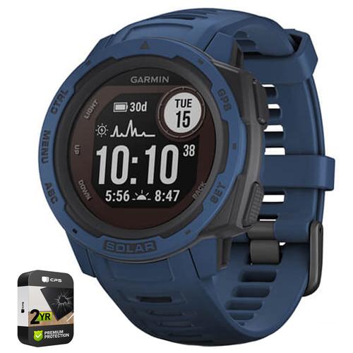 Garmin Instinct Solar Rugged Outdoor Watch with GPS Tidal Blue + 2 Year Warranty