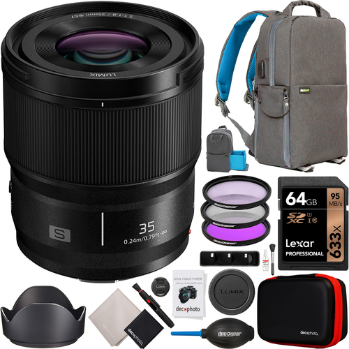 Panasonic 35mm F1.8 LUMIX S Lens Kit for L-Mount Mirrorless Full Frame Camera S-S35 Bundle