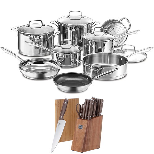Cuisinart Professional Series 13-Piece Cookware Set - Stainless Steel + 16 Pcs Knife Set