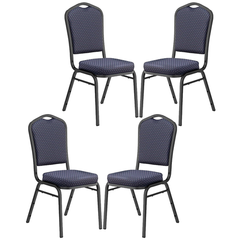 National Public Seating Deluxe Fabric Upholstered Stack Chair 4Pack Diamond/Navy
