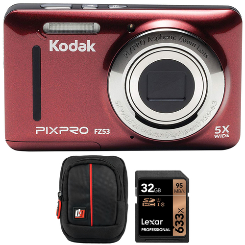 Kodak PIXPRO Friendly Zoom FZ53-RD 16MP Digital Camera +Accessories Bundle