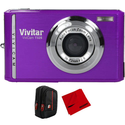 Vivitar Vivicam T325N Digital Camera Purple with Camera Case & Cleaning Cloth