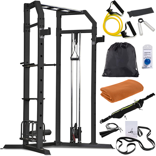 Marcy SM-3551 Multi-Workout Olympic Strength Training Cage w/ Fitness Bundle