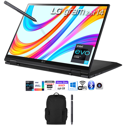 LG Gram 14` 2-in-1 Lightweight Touch Display Laptop Intel Evo+Accessories Bundle