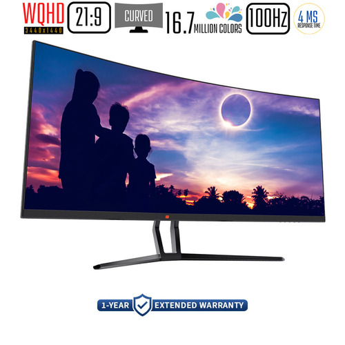 Deco Gear 35` Curved Ultrawide LED Gaming Monitor WQHD Display w/ 1 Year Extended Warranty