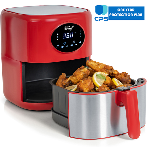 Deco Chef 3.7QT Digital Air Fryer with 6 Cooking Presets Red + Extended Warranty