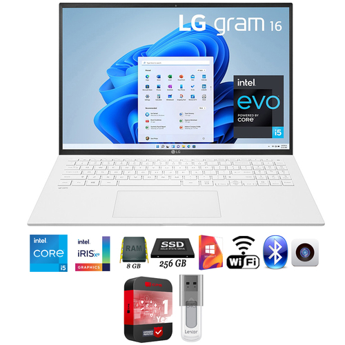 LG gram 16` Laptop, Intel Evo Core i5 Processor, 8GB/256GB SSD + 64GB Warranty Pack