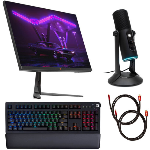 Deco Gear 25` Ultrawide LED TN 280Hz Gaming Monitor Bundle with Keyboard and Microphone