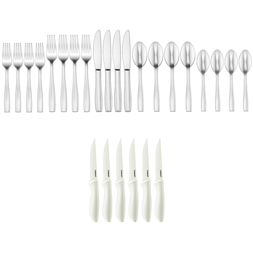 Cuisinart 20 Pc Sienna Elite Flatware Set Forks Knives Spoons w/ Knife Set