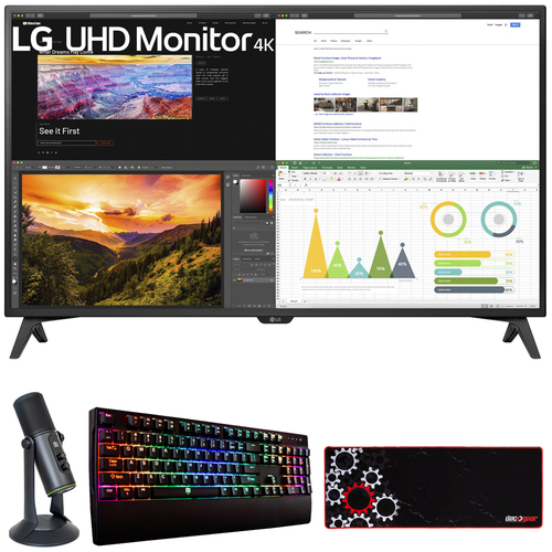 LG 43` 4K UHD 3840x2160 IPS USB-C HDR 10 Monitor w/ Deco Accessories Bundle