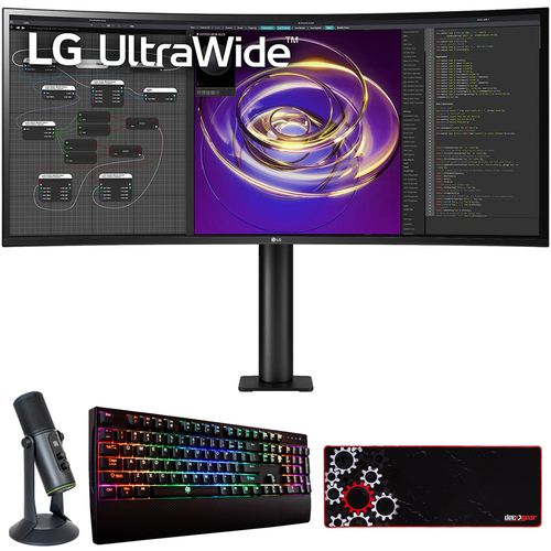 LG 34` 21:9 Curved UltraWide QHD PC Monitor w/ Ergo Stand +Deco Accessories Bundle