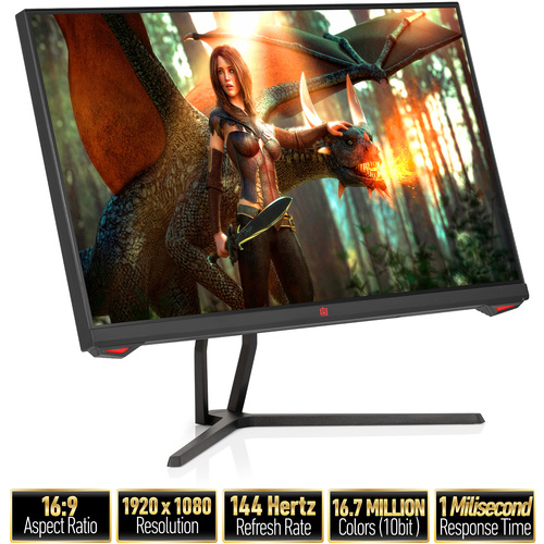 Deco Gear 25` Gaming Monitor, 1080P FHD, IPS AHVA AdaptiveSync Panel, 144Hz, 1ms - Renewed