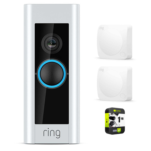 Ring Video Doorbell Pro with 2x Motion Detector & Warranty Bundle