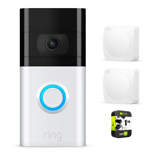Ring Video Doorbell 3 RVD3 with 2x Motion Detector & Warranty Bundle