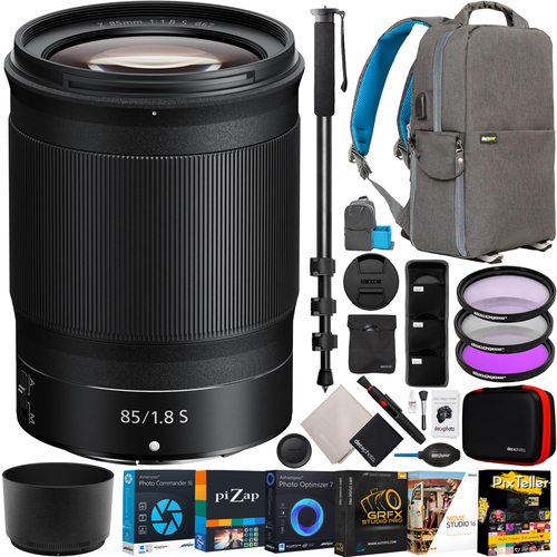 Nikon NIKKOR Z 85mm f/1.8 S Lens for Z Mount Mirrorless Camera Pro Backpack Bundle