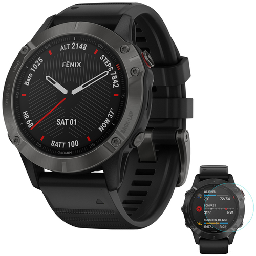 Garmin 010-02158-10 fenix 6 Sapphire Multisport GPS Smartwatch +Screen Protector