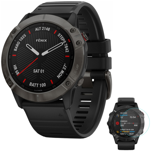 Garmin 010-02157-10 fenix 6X Sapphire Multisport GPS Smartwatch +Screen Protector