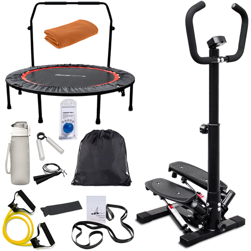 Deco Home Exercise Step Machine w/ Trampoline Rebounder + Deco Fitness Bundle
