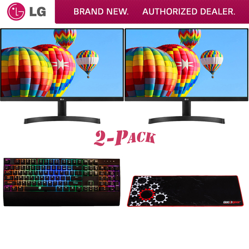 LG 24` FHD IPS LED AMD FreeSync 3-Side Borderless Dual Monitor + Gaming Bundle