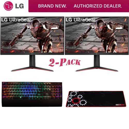 LG 32` UltraGear QHD 16:9 HDR10 Dual Monitor w/ FreeSync Premium + Gaming Bundle
