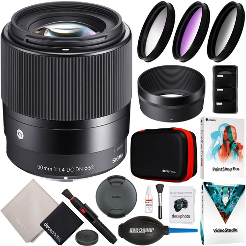 Sigma 30mm F1.4 DC DN Contemporary Lens for Sony E Mount Mirrorless Camera Bundle