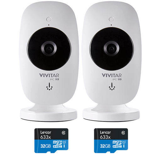 Vivitar Wi-Fi Smart Home Security Dual Camera, Motion Detection + 2x 64GB Bundle