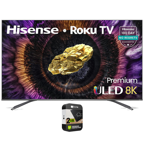 Hisense 75 Inch ULED 8K Quantum Dot Roku Smart TV 2021 with 2 Premium Warranty