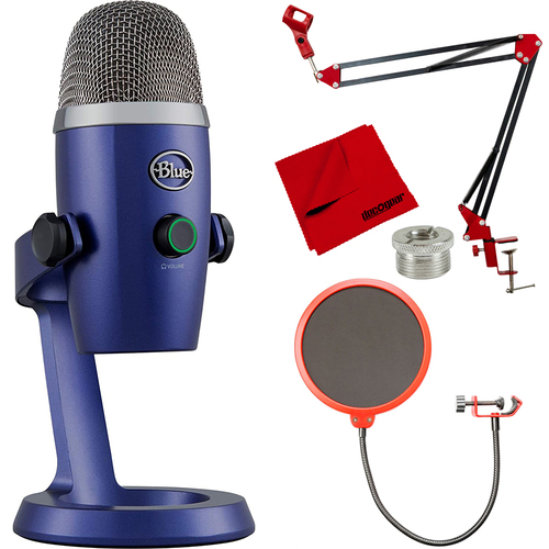 Blue 988-000089 Yeti Nano USB Condenser Microphone Vivid Blue w/ Arm Stand Bundle